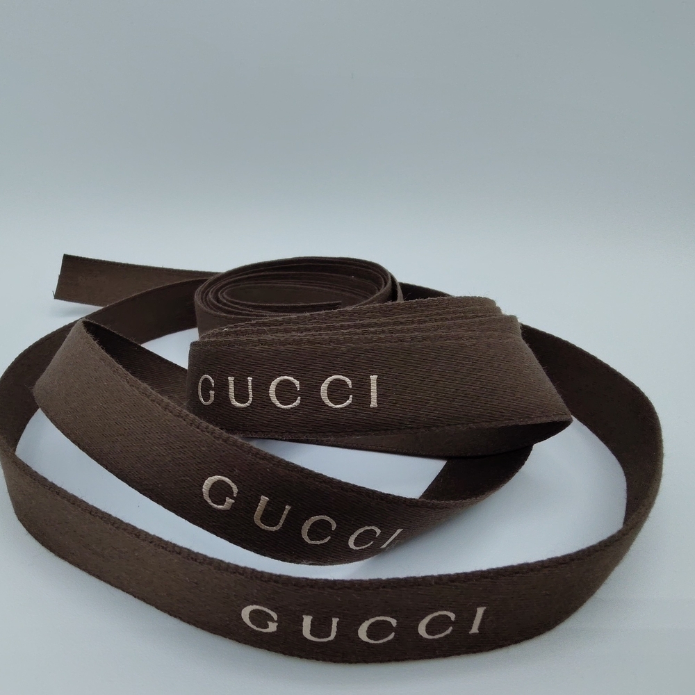GUCCI Brown Logo Ribbon 2 Yards Authentic Designer Packaging Satin O.5" Inch